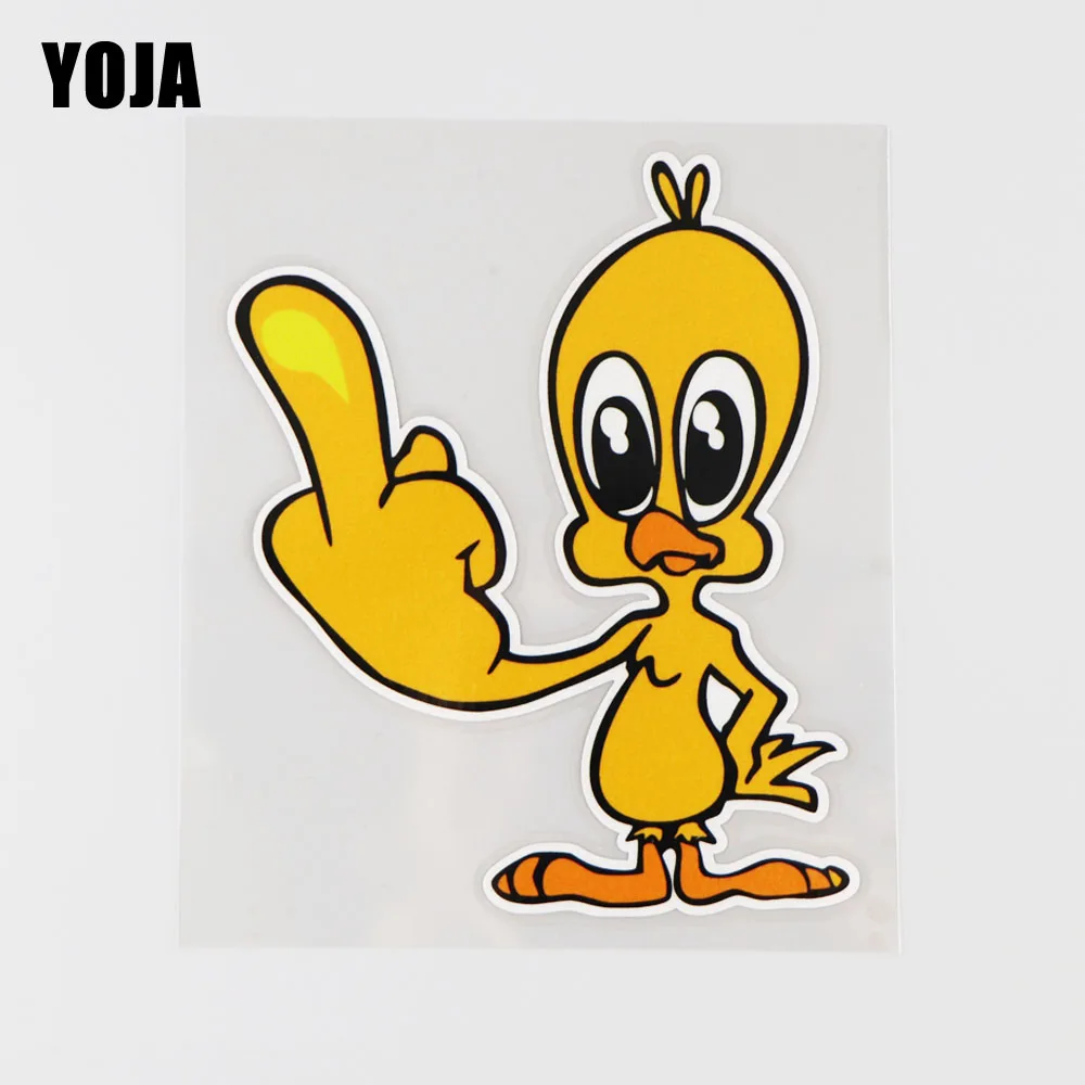 YOJA 11 1x13 7 см желтый попугай с мультяшным изображением среднего пальца виниловая
