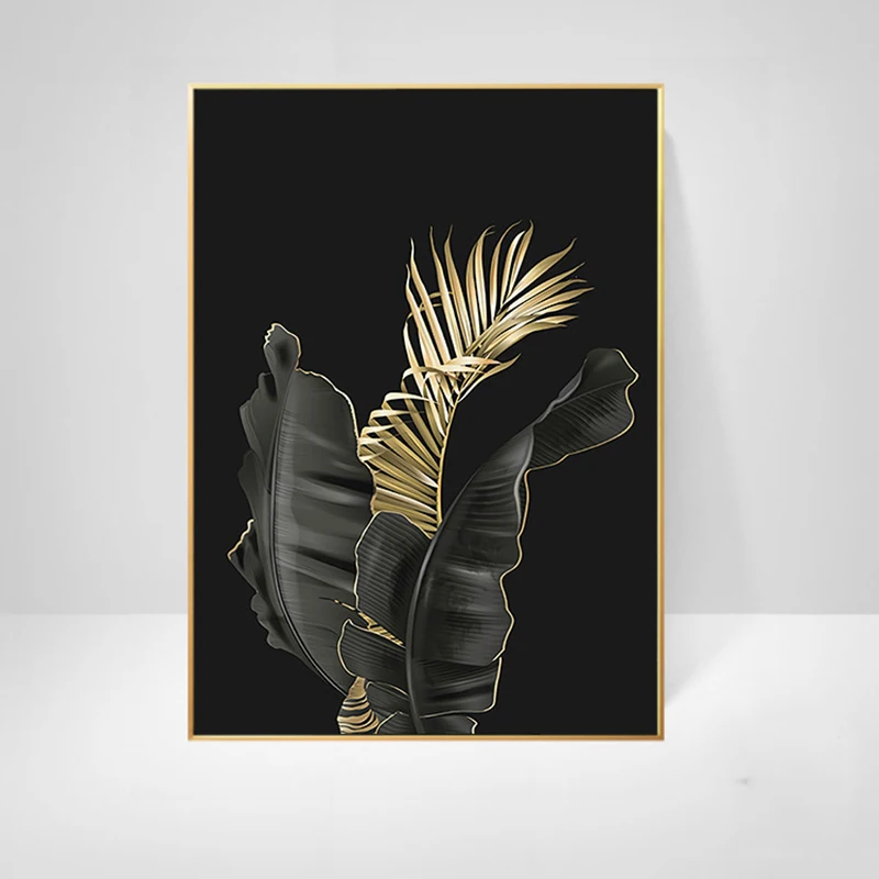 Пальмовый лист черный фон настенные картины холст картина печать гостиная
