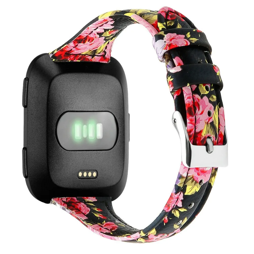 Ремешок для наручных часов Fitbit Versa сменный кожаный браслет с цветочным узором |