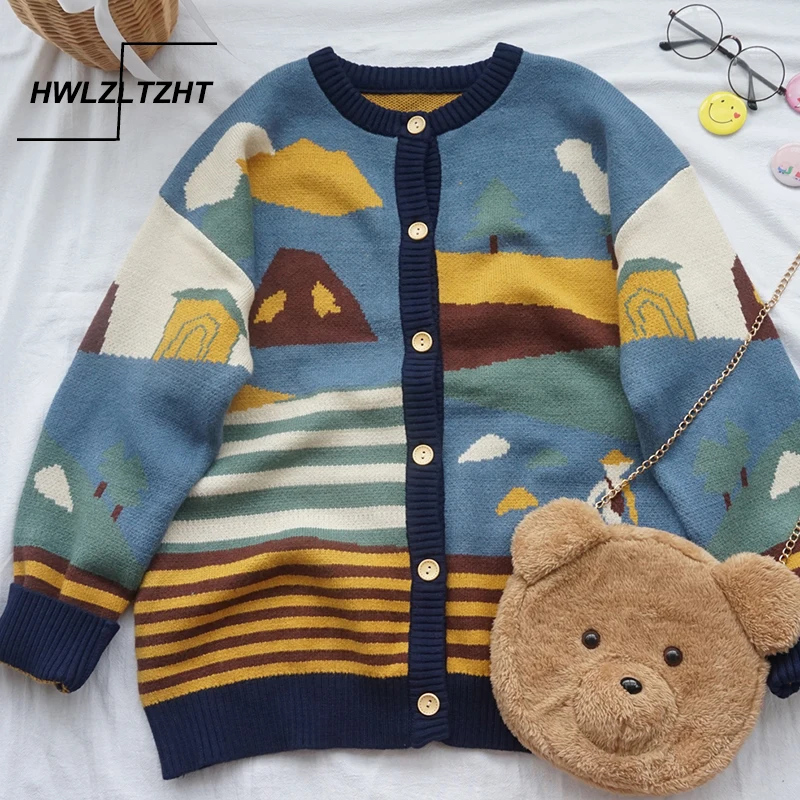 Свитер HWLZLTZHT женский в Корейском стиле милый вязаный джемпер Харадзюку осеннее