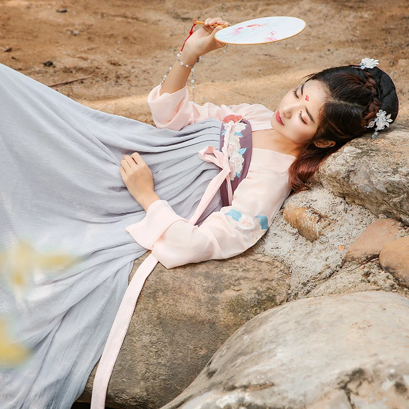 Китайская праздничная одежда Hanfu черного/красного цвета костюм для народных