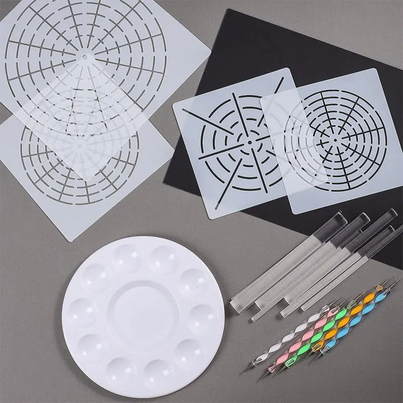 Mandala Art Dotting Tools 18 Set Including 4 Stencils 8 Acrylic Rods Paint Tray 5 Double Sided | Дом и сад