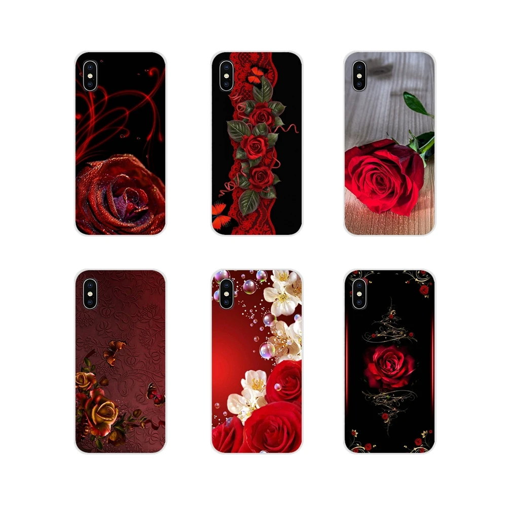 Прозрачные чехлы из ТПУ с красной бабочкой на розах для Huawei G7 G8 P8 P9 P10 P20 P30 Lite Mini Pro P