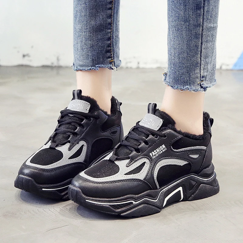 Rimocy/Новинка женские кроссовки Сезон Зима теплая короткая обувь из