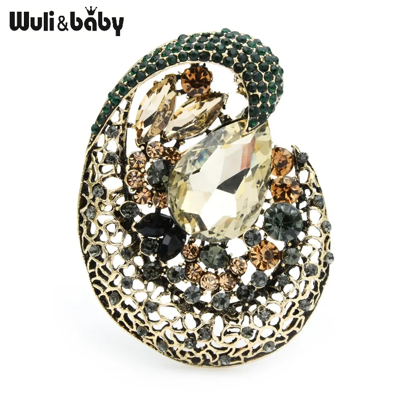 Wuli &amp baby Большой Хрустальный цветок броши женские новые геометрические