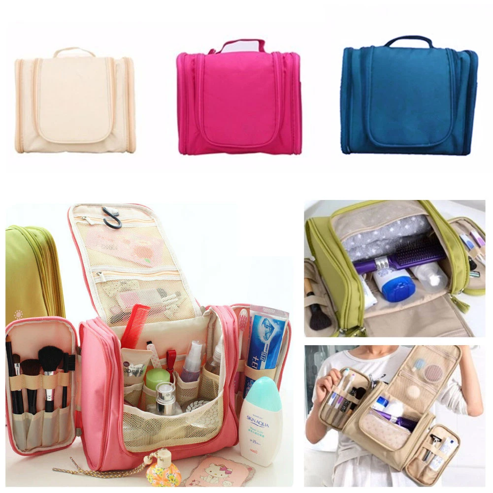 

Girls Waterproof Makeup Storage Bag Anti-bacteria Hanging Hook Style Cosmetic Pouch Organiser Portable Travel Home Toiletry Bag