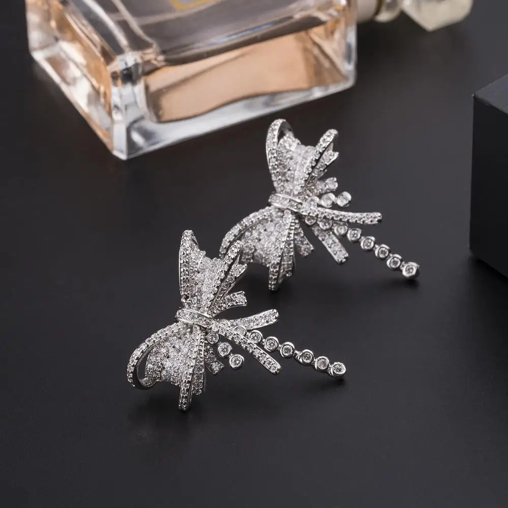 Женское Ювелирное Украшение с бантом и ушками в Корейском стиле|Серьги-подвески|