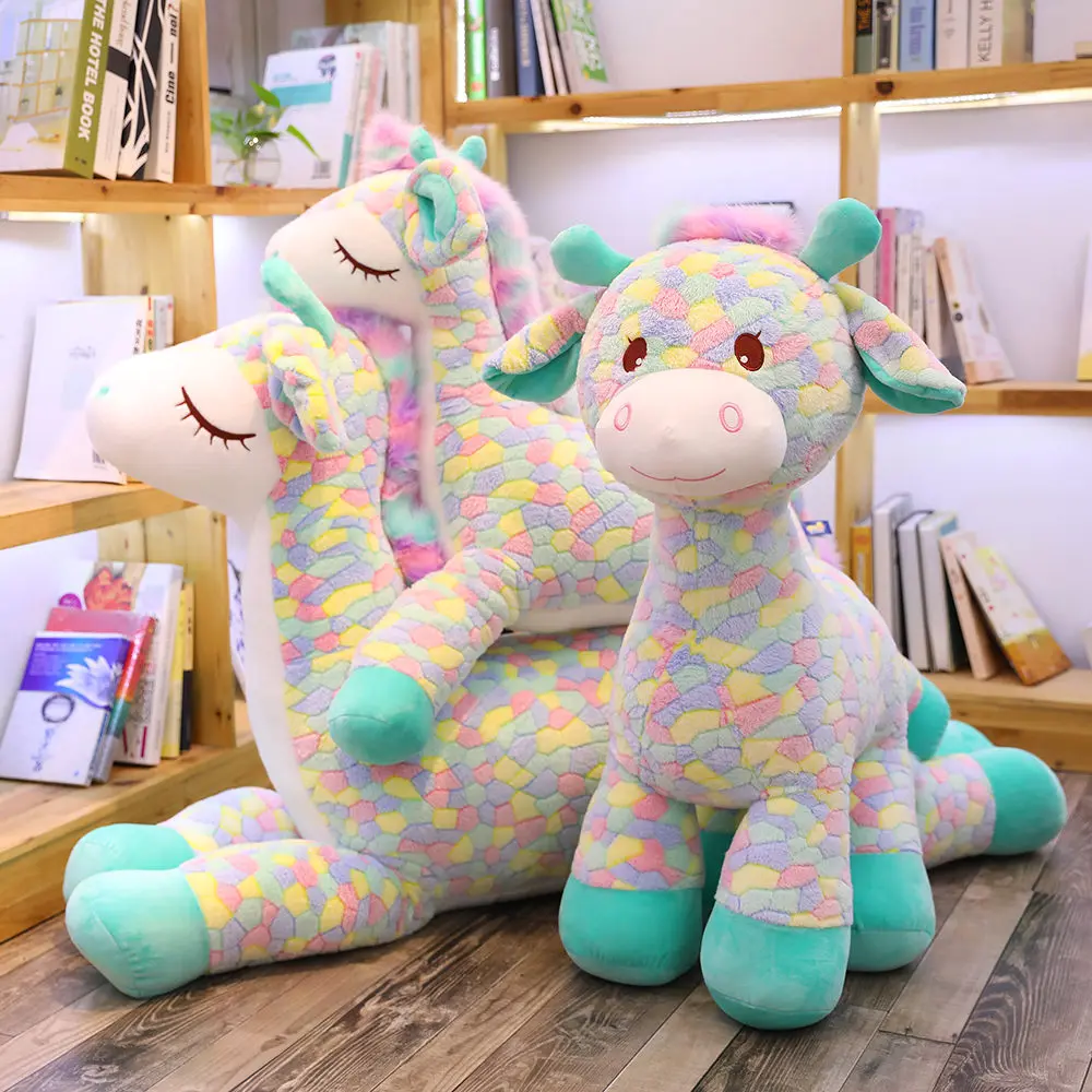 

30-90CM Cute Colorful Deer Plush Toys Cartoon Animal Giraffe Dolls Stuffed Soft Dolls for Children Baby Birthday Gifts