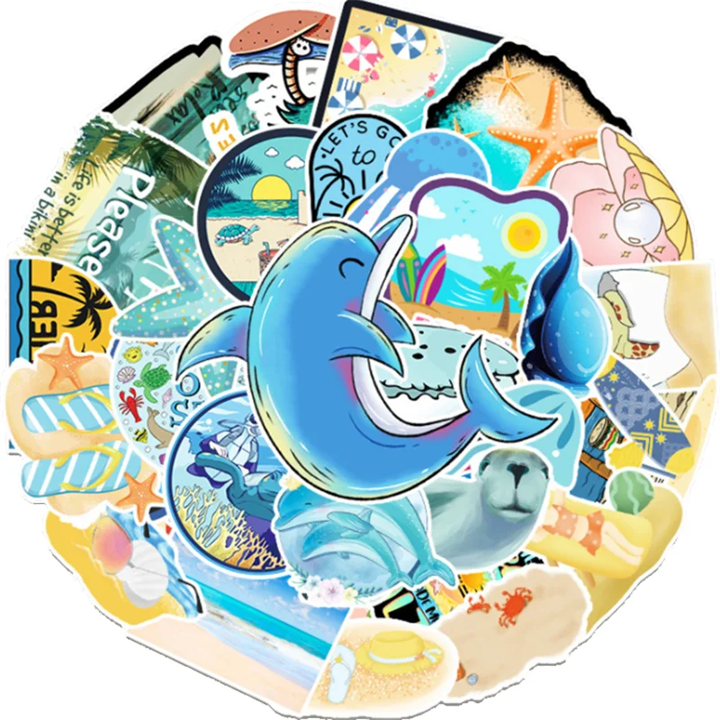 

10/30/50PCS Cartoon Marine Life Sticker Cartoon Laptop Waterproof Guitar Graffiti Decoration Toy Wholesale
