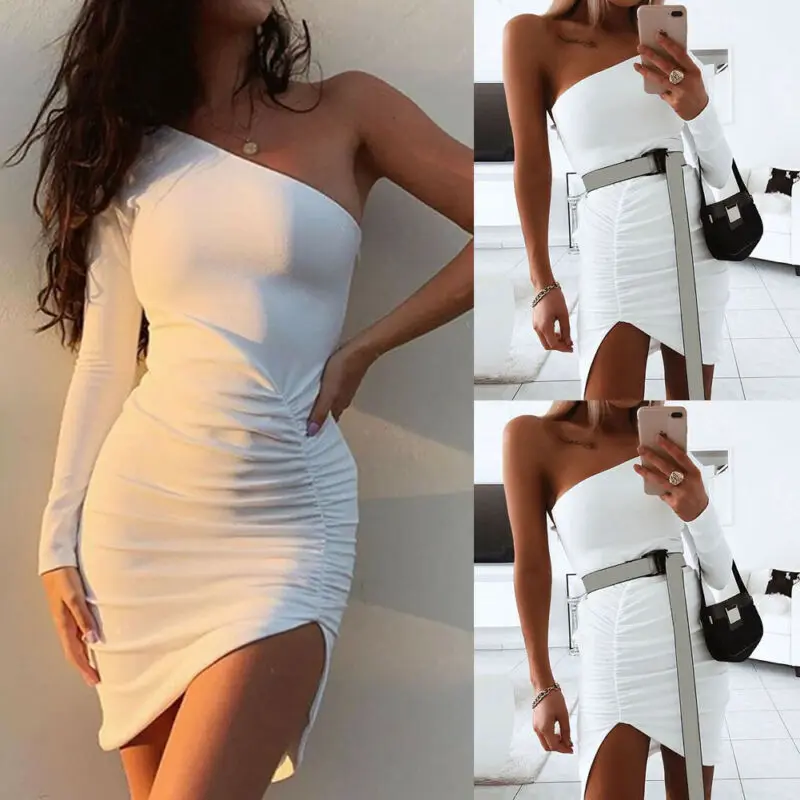 Пикантные Для женщин коктейльное мини платье Slim Fit с длинным рукавом облегающее в