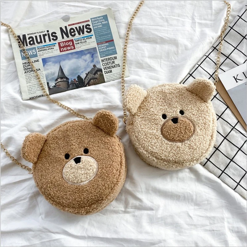 

Super Cute Bear Face Small Round Bag Lolita Girl Cross Body Bag