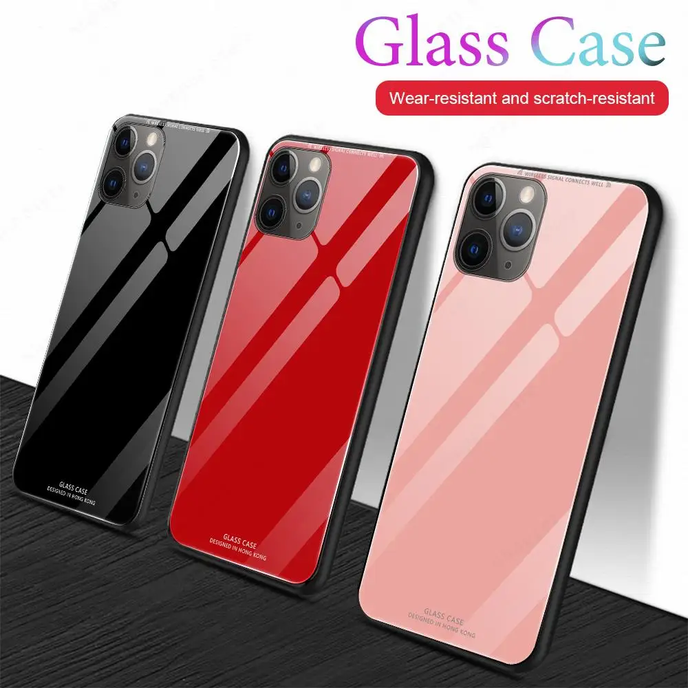 

Tempered Glass Phone Case For iPhone XR XS Max 7 8 6 6S Plus Hard Protective Glass Case For iPhone X 11 13 12 Pro Max Back Coque