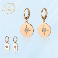 new round geometry dangle earrings for women golden stars simple vintage woman earrings teens personalized trendy party jewelry