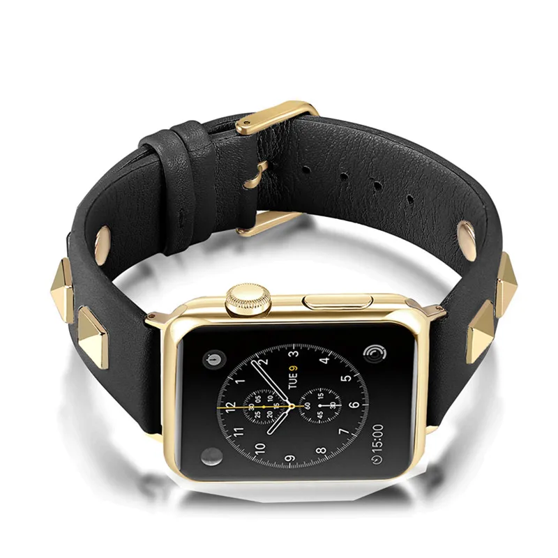 Панк кожаный ремешок для Apple watch ремешок 44 мм 40 мм iWatch ремешок 38 мм 42 мм Натуральная кожа ремешок для часов Браслет Apple watch 5 4 3 21