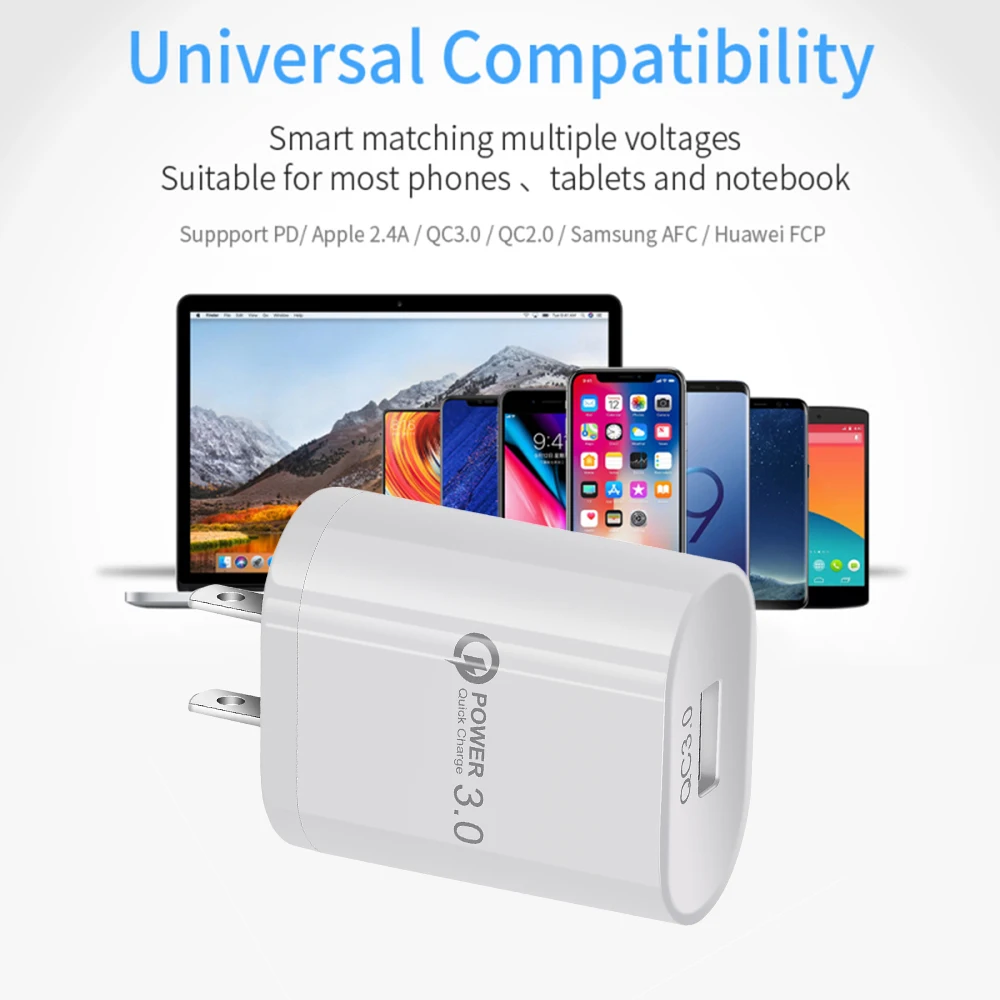 QC 3 0 USB зарядное устройство с одним портом быстрая зарядка мобильный телефон
