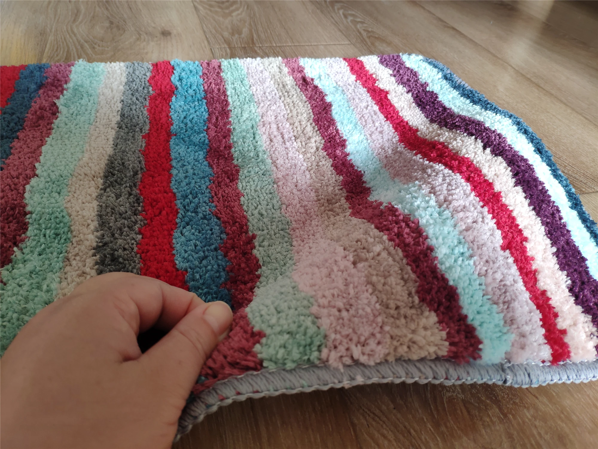 

1PC 40x60cm Home Bath Mat Non-slip Bathroom Carpet Soft 7 Color Striped Rug Mat Kitchen Toilet Floor Decor