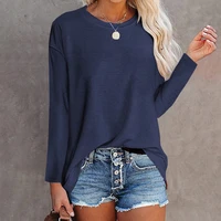 new woman long sleeve top loose elegant casual clothes o neck solid color t shirts plus size female tees fashion mujer camiseta
