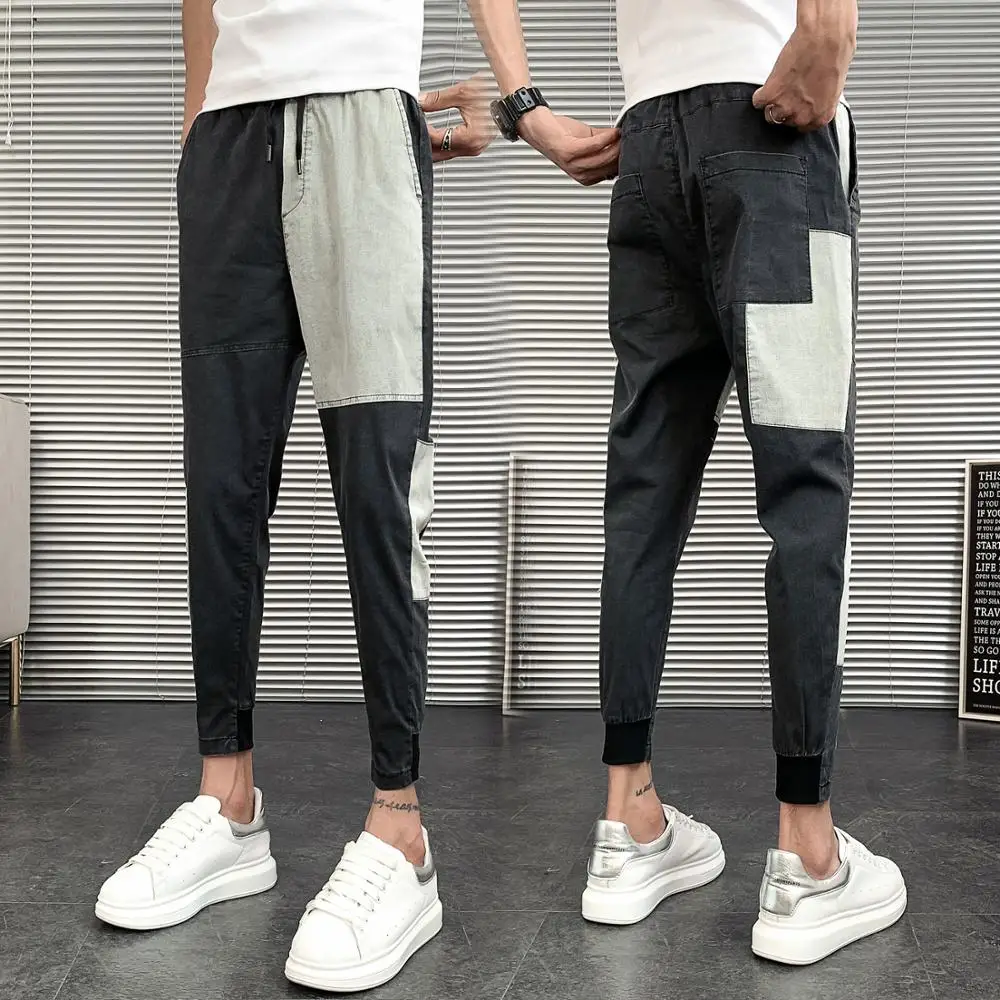 Лето 2020 тонкие джинсы Мужская модная уличная одежда джинсовые брюки мужские хип