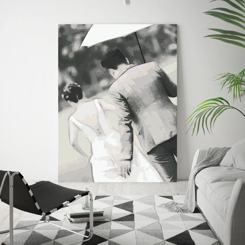 Diy digital painting hand-painted couple kissing hugging romantic art creative living room figure | Дом и сад