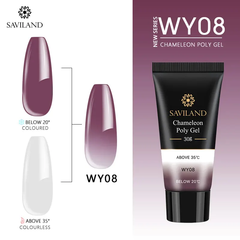 SAVILAND 30g Color Changing Poly Gel Acryl Gel UV Builder Gel Clear Pink Varnish Soft No Burnning Cover Natural Gel Polish - Цвет: WY08