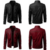 pu leather jacket new mens jacket fit biker motorcycle black slim
