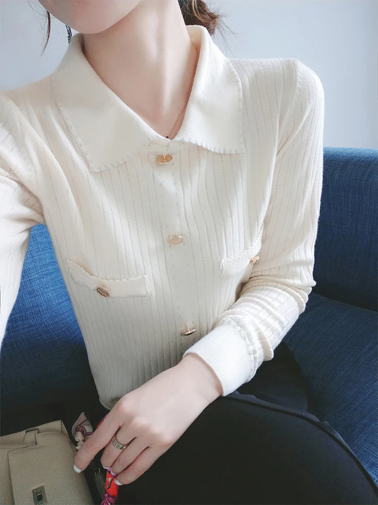 

autumn 2020 new T-shirt sweater polo collar long sleeve temperament thin bottoming top