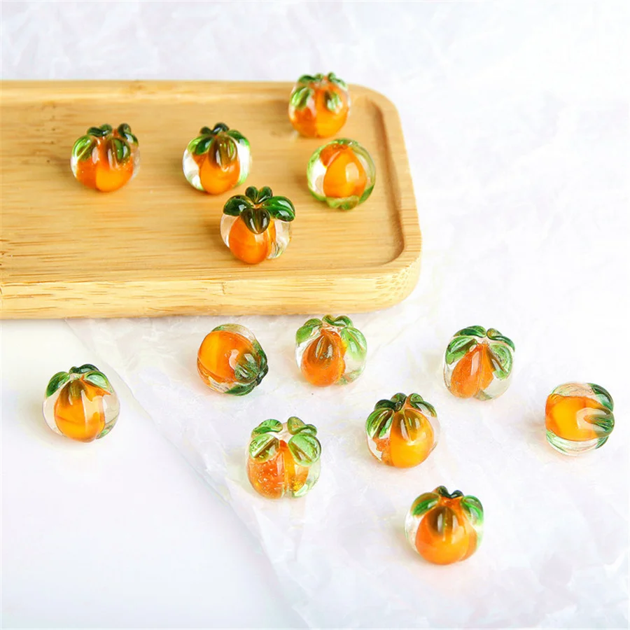 

2PCS/Lot Chinese Style Fruit Pendant Jewelry Making for Handmade DIY Glass Persimmon Earring Bracelet Hairpin Accessories Charms