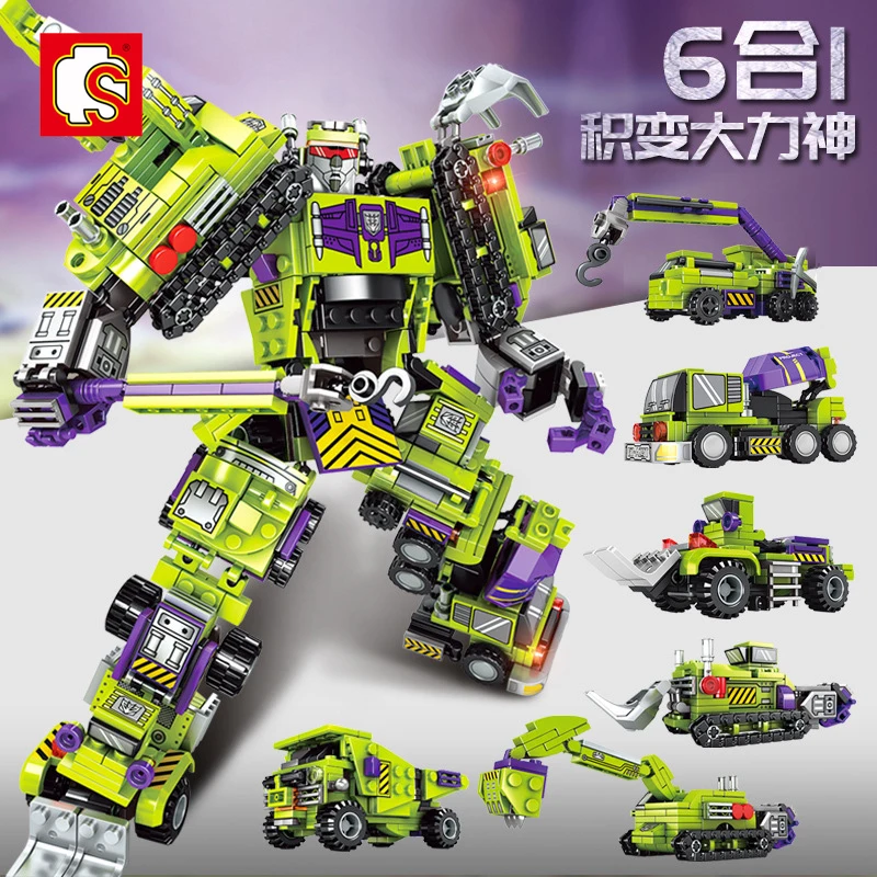 Sembo 6в1 Трансформация Робот строительный блок создатель города инженерный