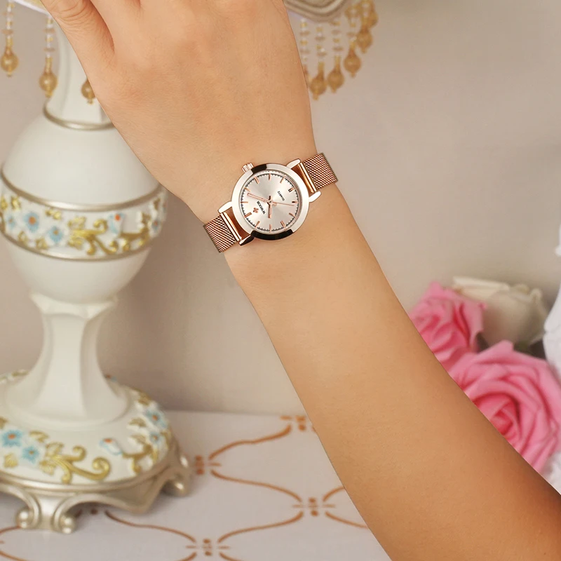 WWOOR Rose, модные женские часы, Роскошные, новые, часы для женщин, водонепроницаемые, женское платье, повседневные, сетчатый ремешок, кварцевые часы для женщин, подарки для женщин