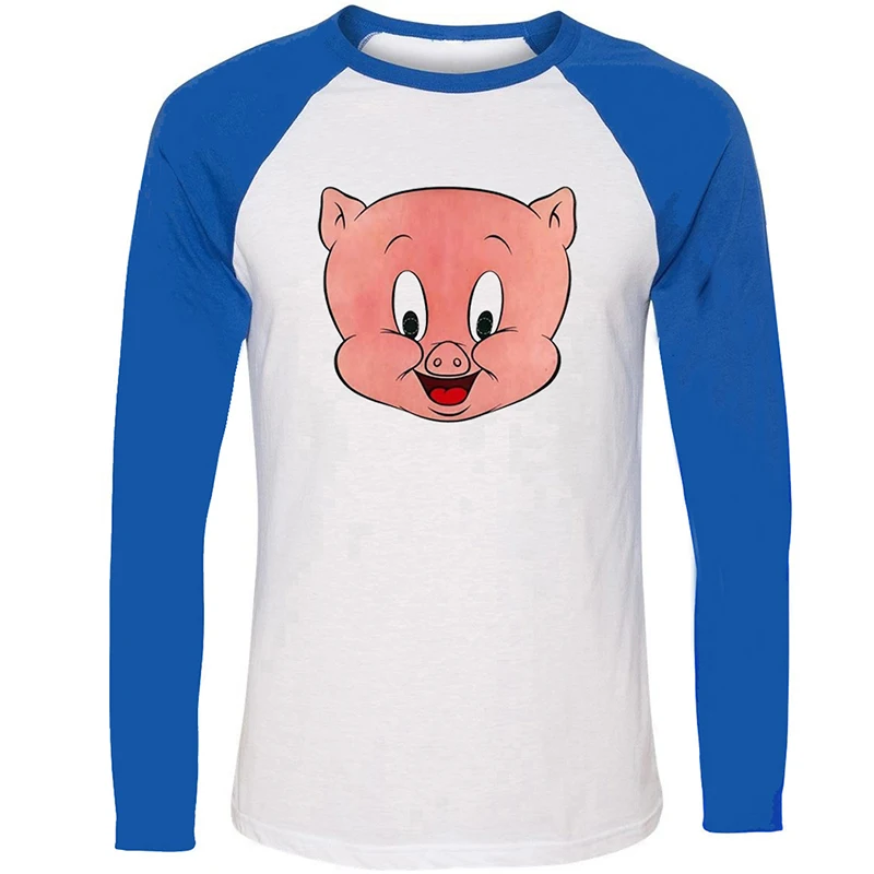 jfRCBL1353C Porky Pig Looney Tunes Hungry Taz Mania Looney Tunes Дизайнерская мужская футболка с принтом для парней футболка с графическим принтом хлопковые футболки с длинными рукавами - Цвет: jfRCBL1353C