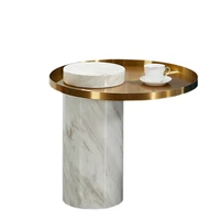 free shipping deluxe end table for living room office marble side table metal top round coffee table