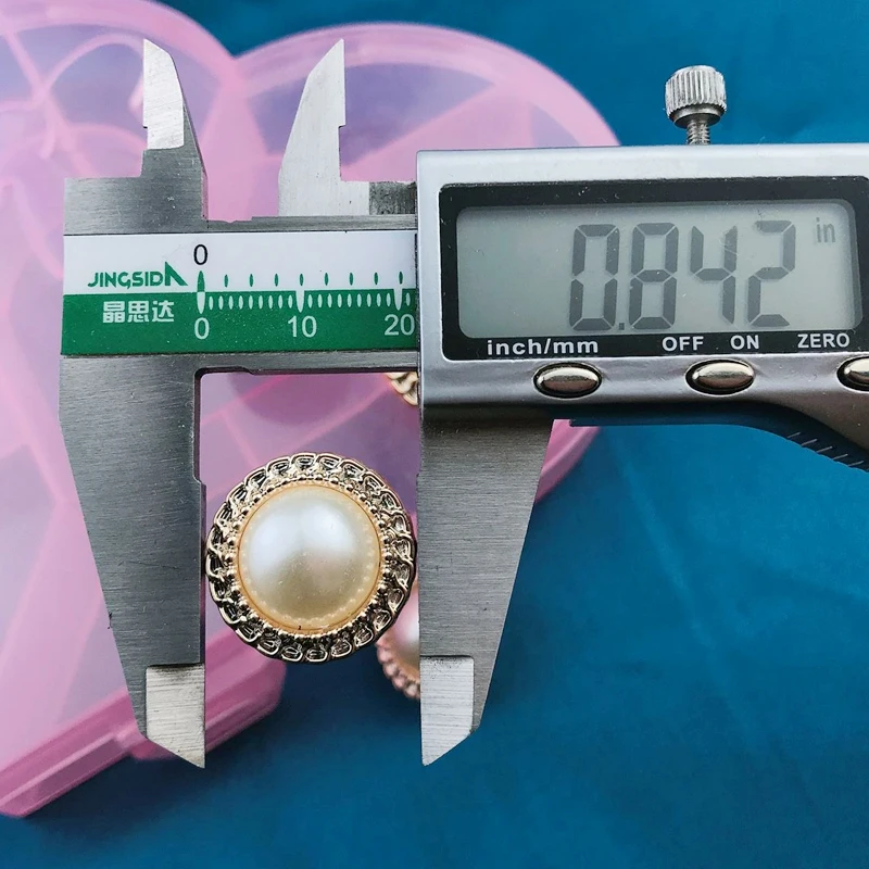 

YZ&BH 5pcs 21mm Overcoat Plating Buttons With Bead Apparel Sewing Accessories DIY Crafts