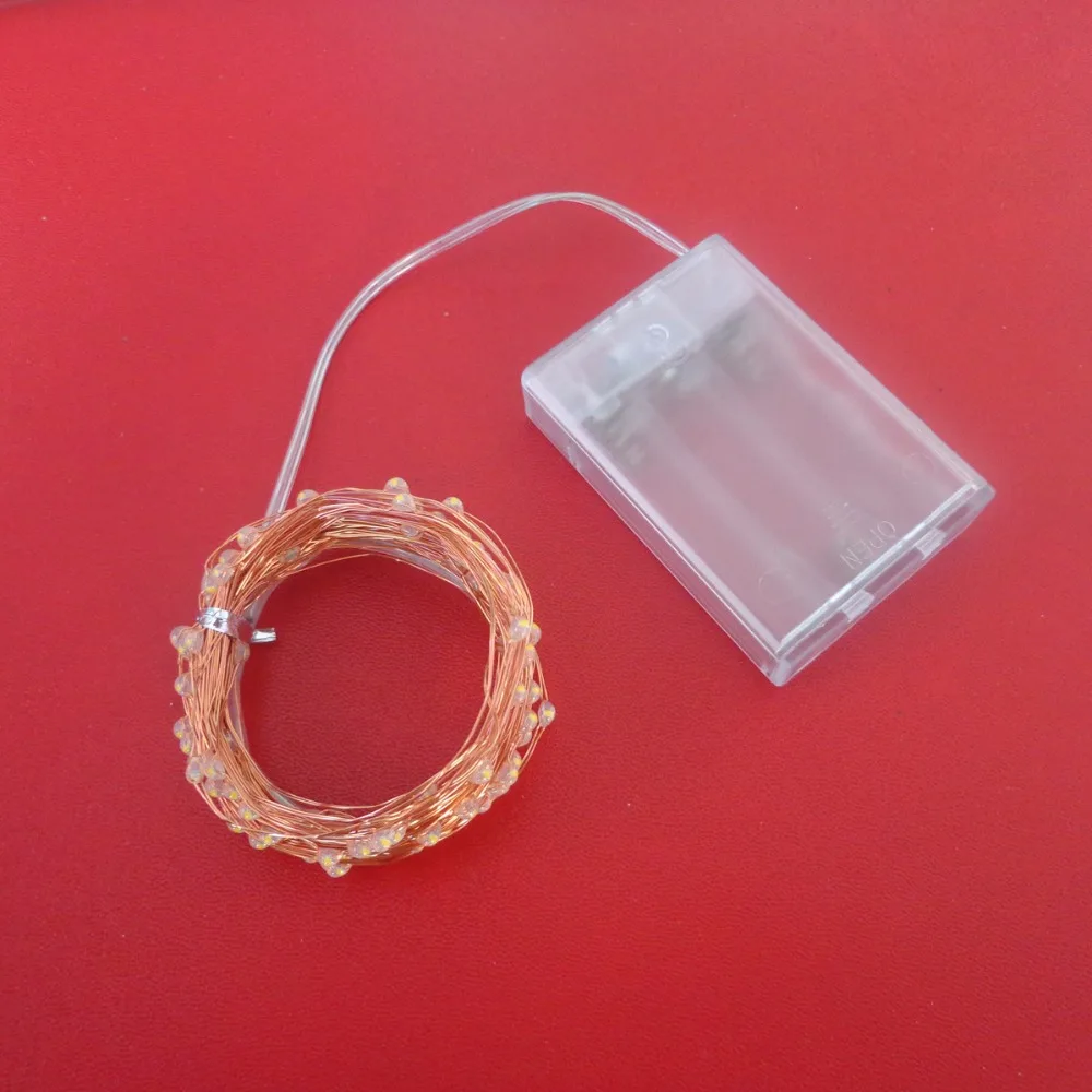 5 м 50LED 10 100LED LED медная серебряная проволока водостойкая сухая на батарейках