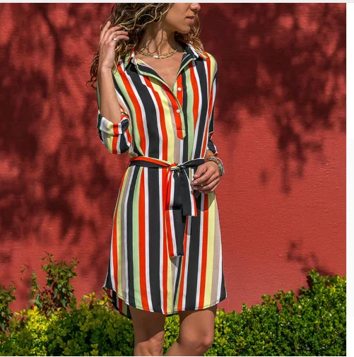 Платье-рубашка с длинным рукавом шифоновое пляжное платье бохо Женские