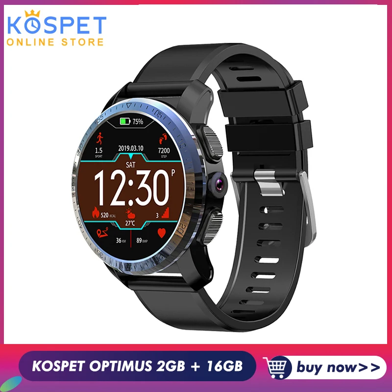 KOSPET Optimus 2GB 16GB Smartwatch Dual 4G система ip67 Водонепроницаемый gps мужские Смарт-часы телефон 800mAh 8.0MP Android7.1.1 sim-карта