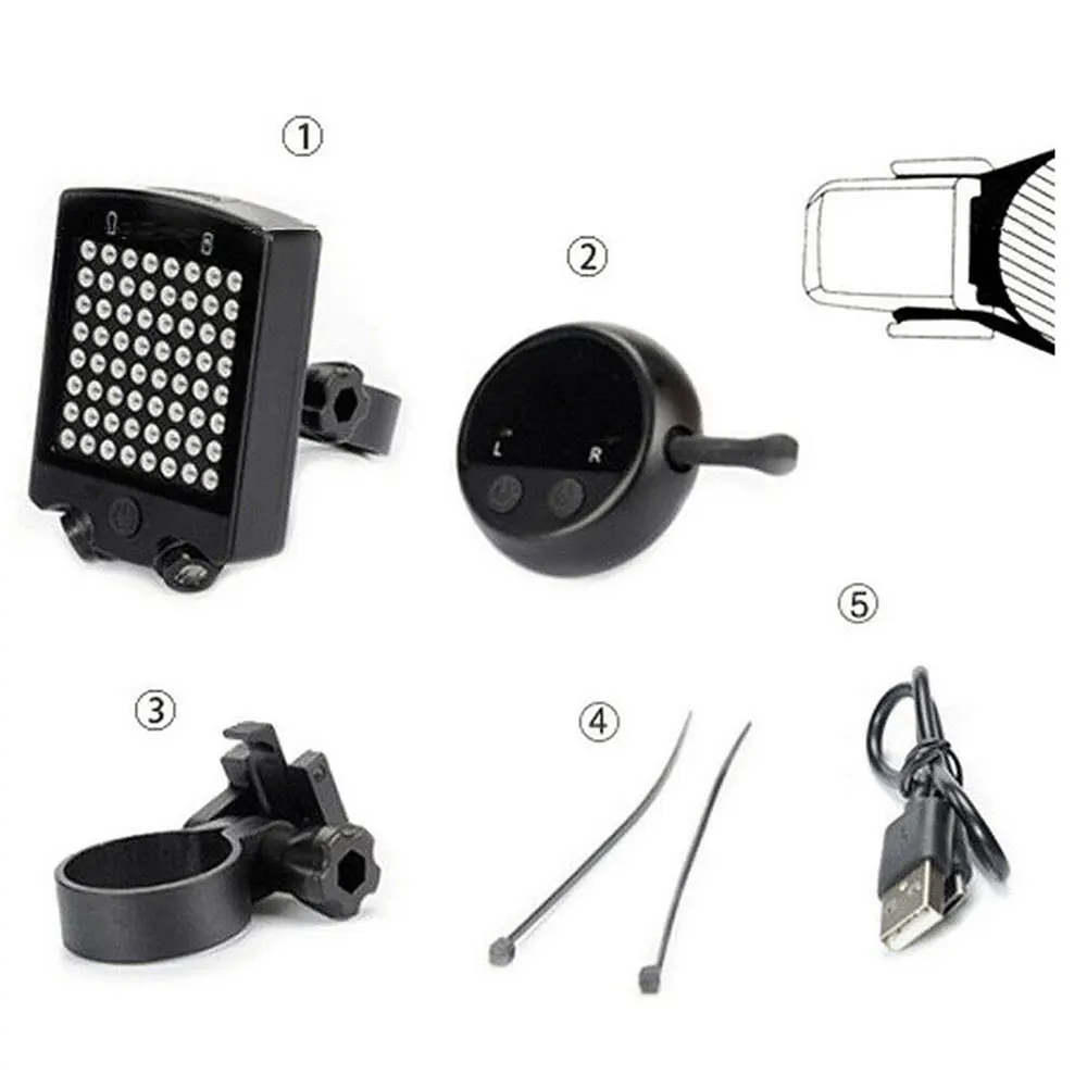 

64 LED Automatic Direction Indicator Bicycle Rear Taillight USB Rechargeable Cycling MTB Bike Safety Warning Turn Signals Light
