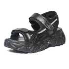 Женские сандалии на платформе Fujin, черные сандалии на платформе с открытым носком, 6 см, лето 2021