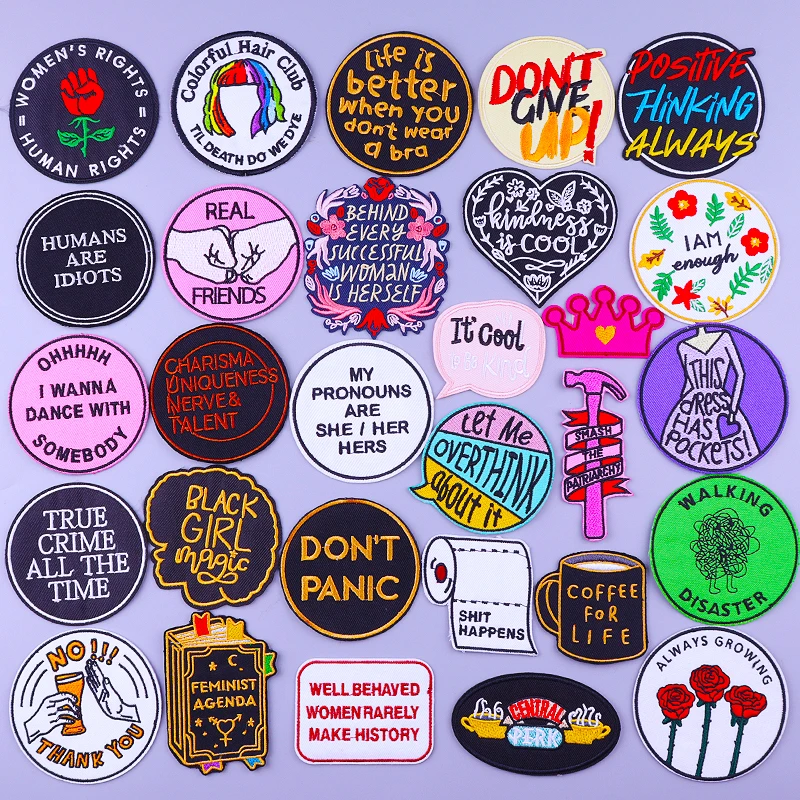 Термоклейкие нашивки в полоску с надписью Hippie | Дом и сад