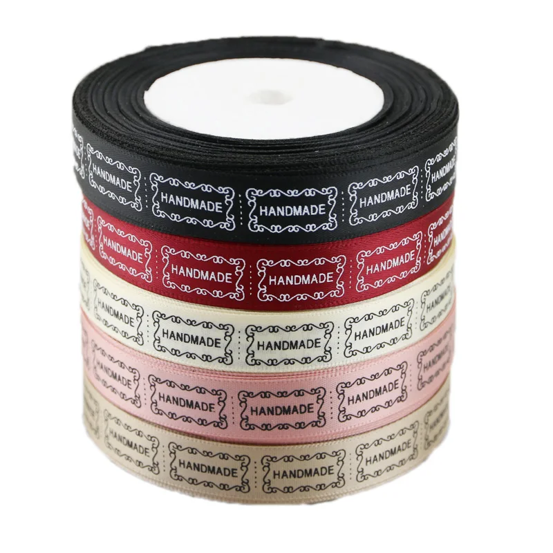 (25 yards/lot) 15mm handmade Printed Satin Ribbon wholesale Pretty Packing Ribbons