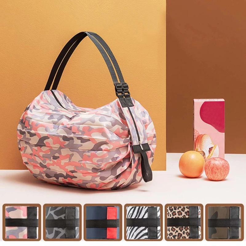 

2021 New Multifunctional Handy Shopping Bag Grocery Foldable Shoulder Pouch Storage Organizer Handbag Reusable Tote