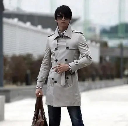 Серая мужская одежда 2020 осенняя куртка повседневная верхняя тонкое длинное