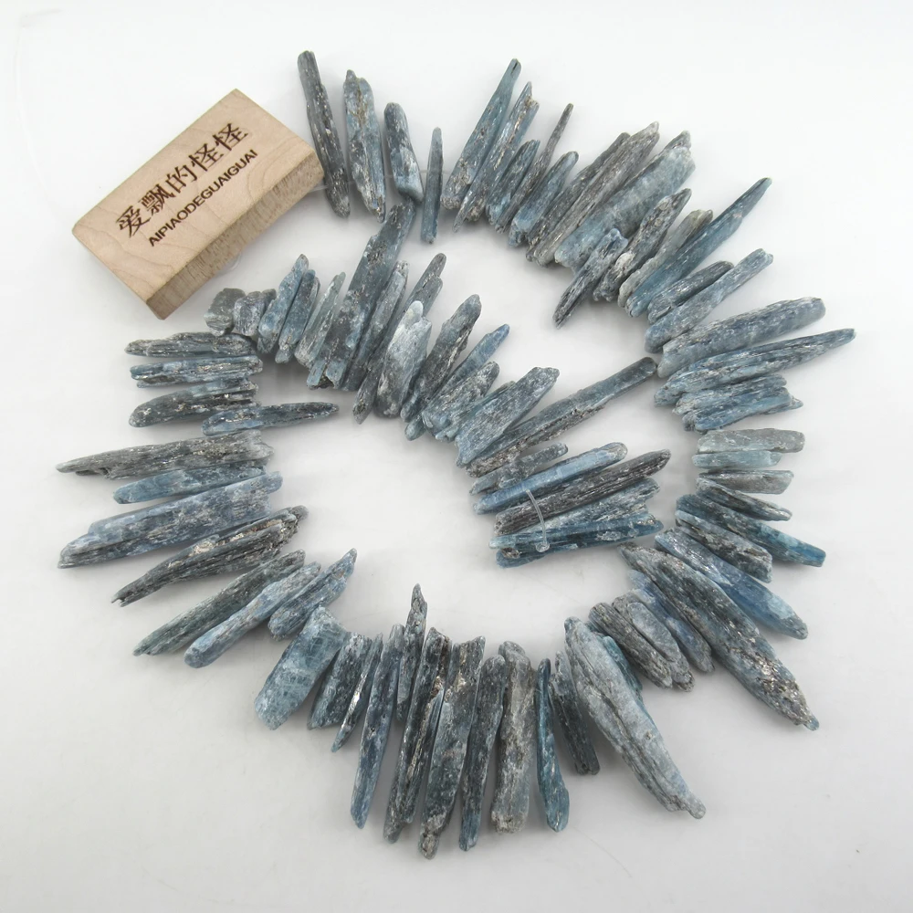 

APDGG Natural Large Top-drilled Nugget Blue Kyanite Beads Raw Rough Irregular Stone 15.5" Strand Jewelry Making DIY