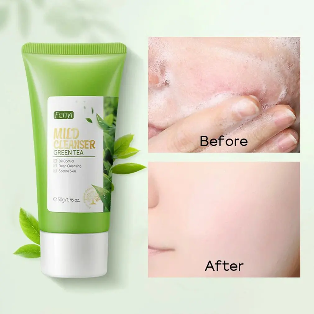 

Fenyi Green Tea Cleanser Whitening Face Wash Reduce Acne Oil Control Whitening Moisturizing Clean Face Pores Face Skin Care