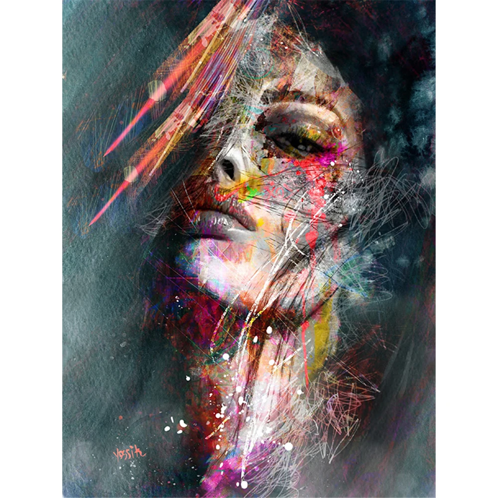 

Woman Portrait Graffiti Printed 11CT Cross Stitch Set DIY Embroidery DMC Threads Handmade Handiwork Hobby Needlework Magic