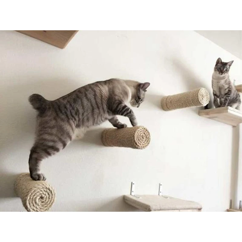 Pet DIY sisal cat litter wall hanging cat climbing frame solid wood cat litter cat climbing frame hemp rope cat toy