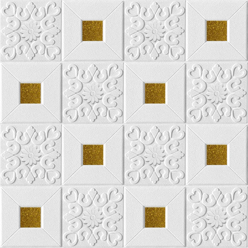 

12Pcs 3D Wall Sticker Mosaic Waterproof Moisture-Proof Foam Ceramic Tile Wall Sticker Ceiling DIY Decoration Stickers Wallpape