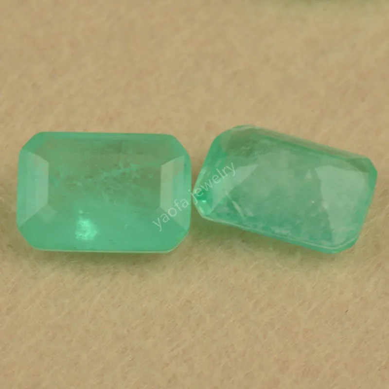Sale Paraiba Stone 4x6~13x18mm Blue Green Color Rectangle Octangle Step Cut Natural Crystal Spliced Glass Fusion Gem For Jewelry |
