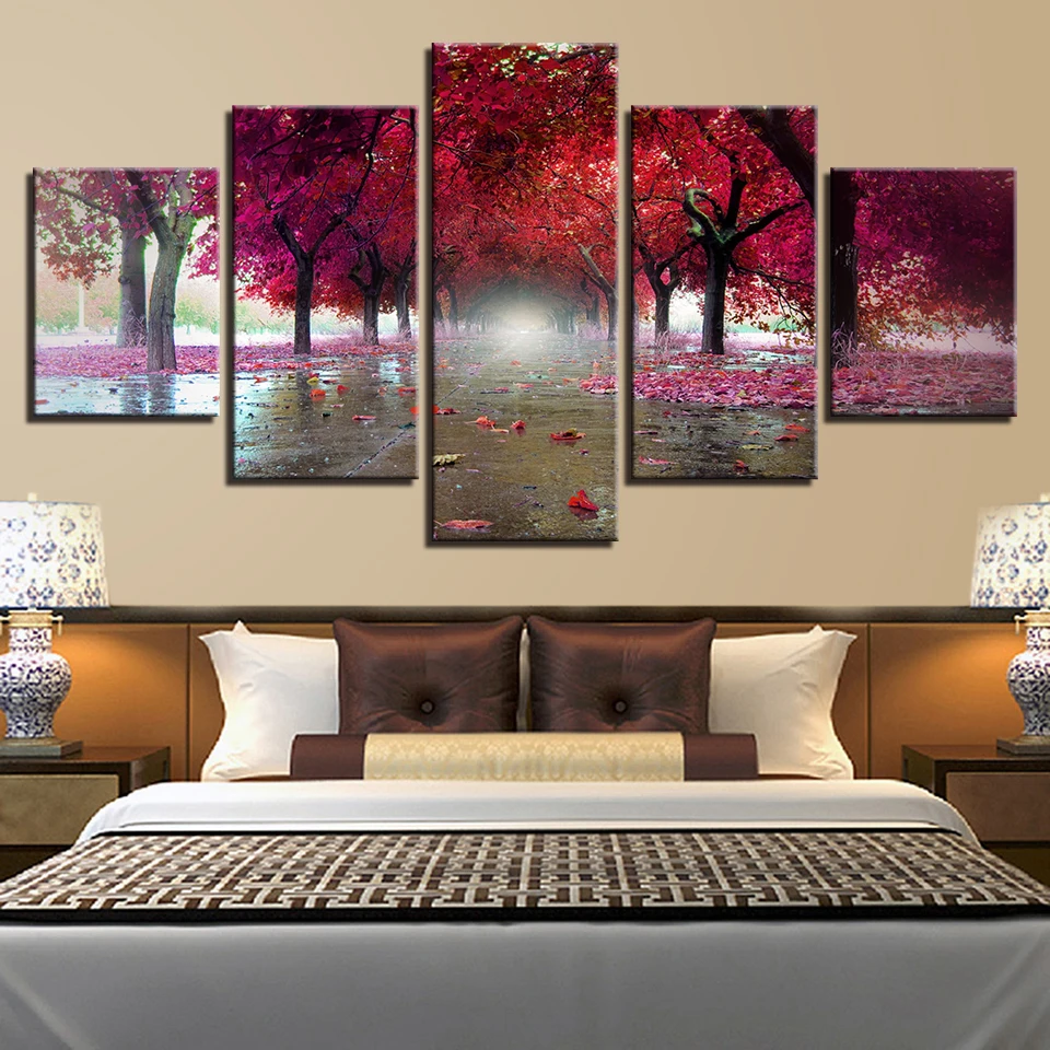 

Canvas Painting HD Prints Home Decoration 5 Pieces Forest Landscape Wall Art Modular Tree Pictures Living Room Artwork Poster