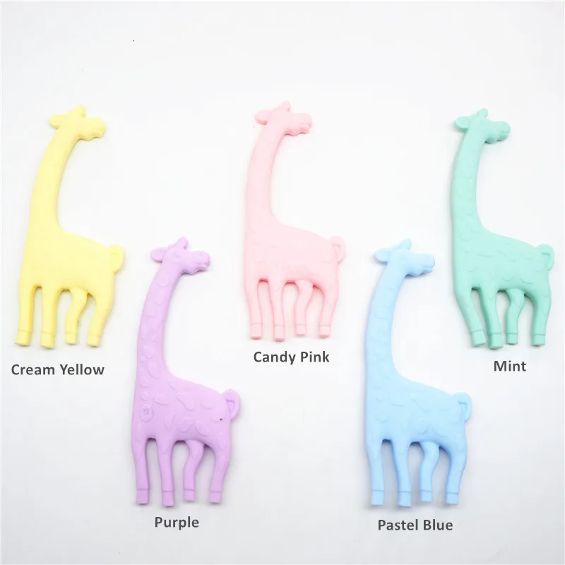 Chenkai 10PCS Silicone Giraffe Teether Baby Chewing Nursing Pendant For DIY Infant Bracelet Necklace Jewelry Sensory Toys |