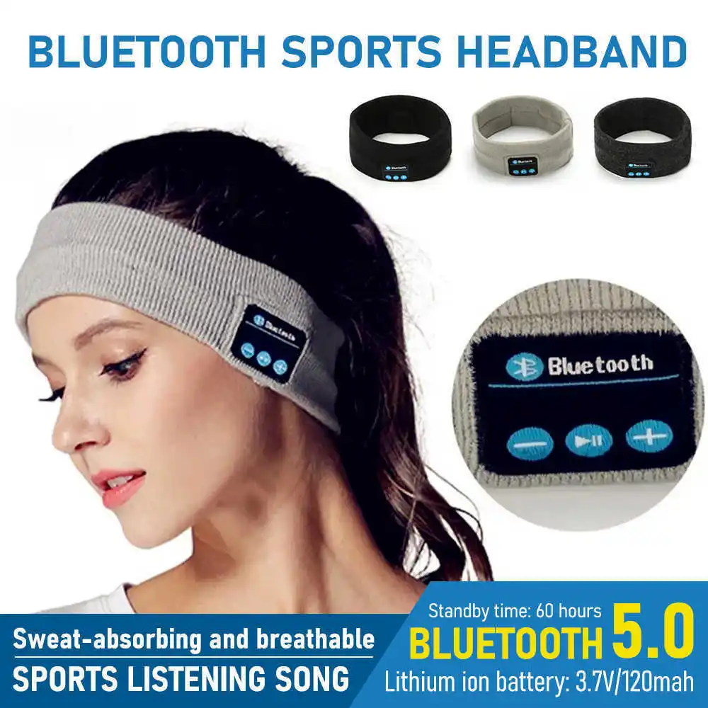Фото Беспроводные Bluetooth-наушники повязка на голову для сна стереонаушники с